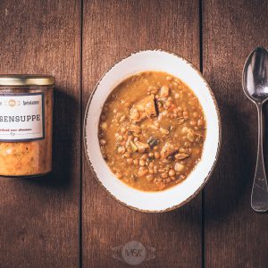 Glas Linsensuppe aus der Münsterländer Speisekammer