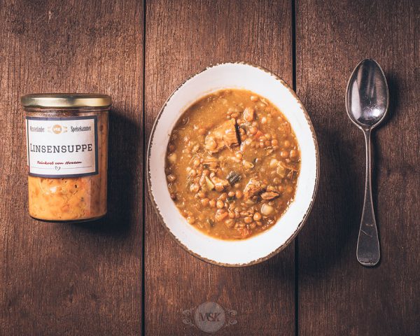 Glas Linsensuppe aus der Münsterländer Speisekammer