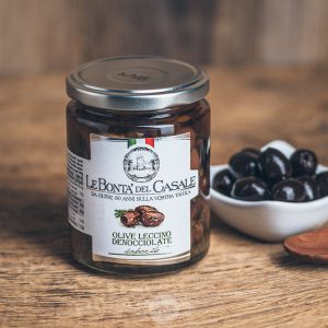 Glas schwarze Oliven von Le Bonta´del Casale - Olive leccino denocciolate