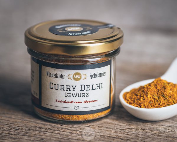 Glas Curry Delhi Gewürz von der Münsterländer Speisekammer