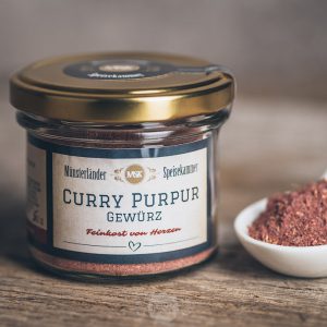50 Gramm Glas Curry Purpur Gewürz von der Münsterländer Speisekammer