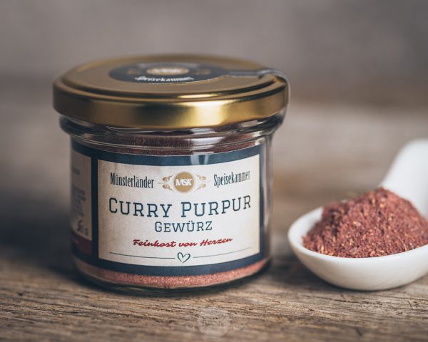 50 Gramm Glas Curry Purpur Gewürz von der Münsterländer Speisekammer