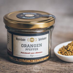 Glas Orangen Pfeffer von der Münsterländer Speisekammer