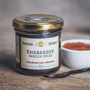 150 Gramm Glas Rharbarber-Vanille-Gelee von der Münsterländer Speisekammer