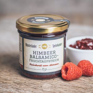 Glas Himbeer-Balsamico Fruchtaufstrich von der Münsterländer Speisekammer